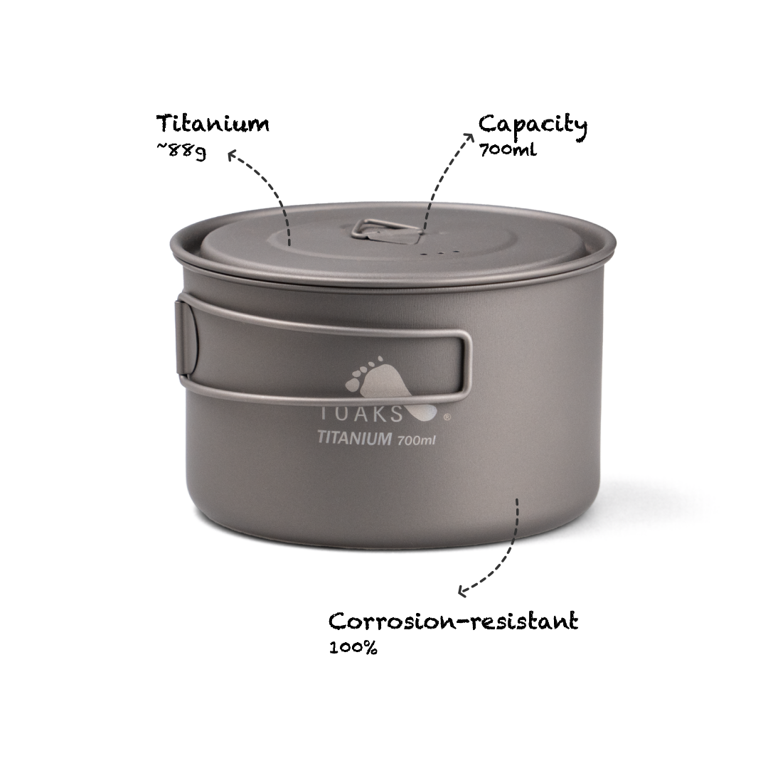 Toaks light titanium 700ml pot – Perfect for Featherlight 700 ...
